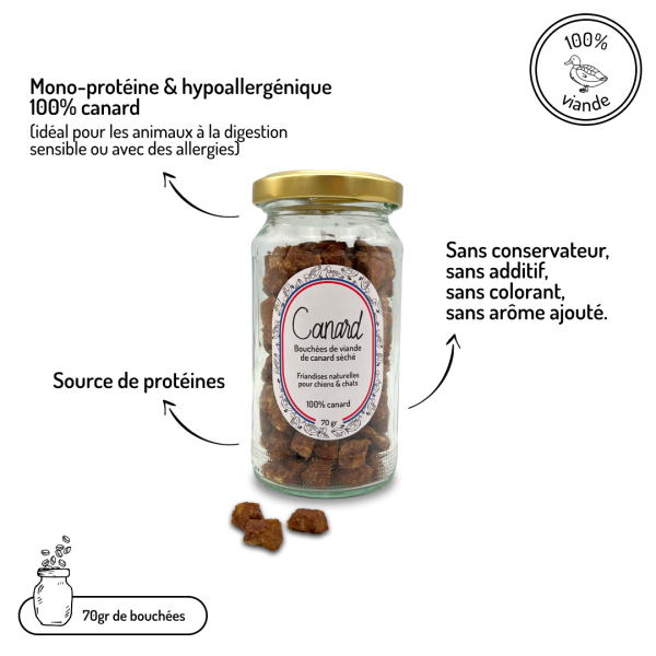 Friandises naturelles pour chiens et chats au canard