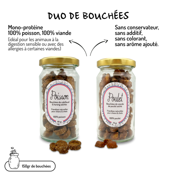 Duo de friandises poulet et poisson